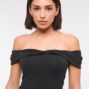 Abercrombie & Fitch Off-The-Shoulder Twist Front BLUE Top